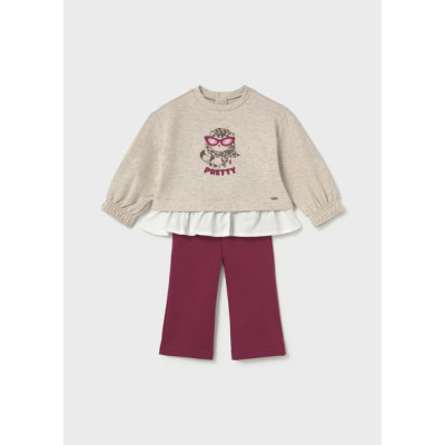 Bell-bottom leggings set - BURGUNDY 9M