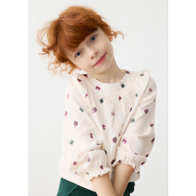 Embossed print blouse - CREAM 4Y