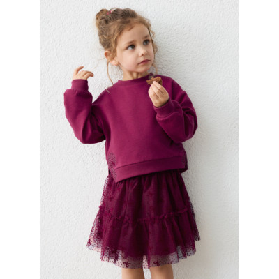 Tulle skirt set - BURGUNDY 7Y