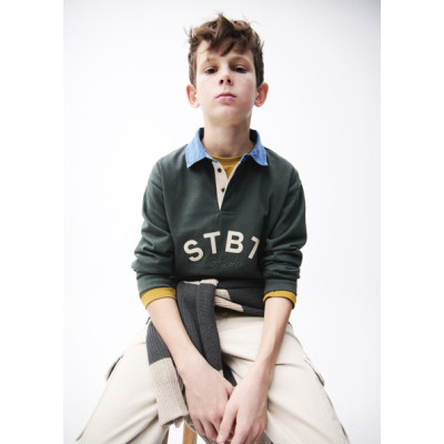 Long sleeve polo shirt with contrast collar - FIR 18Y
