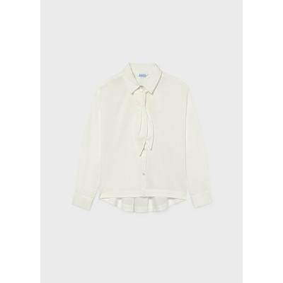 Poplin blouse with tie - CREAM 16Y