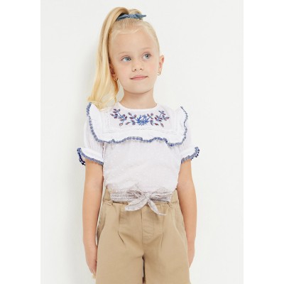Embroidered plumet shirt - WHITE 7Y