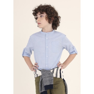 Long sleeve mao shirt - BLUE 8Y