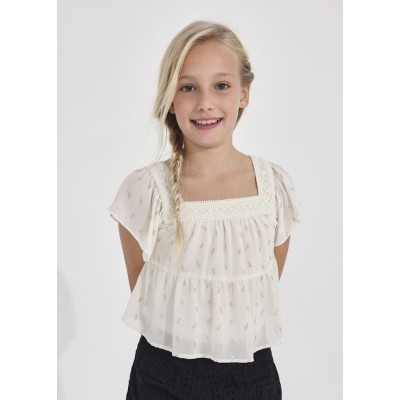 Down shirt - CREAM 14Y
