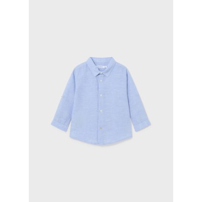 Basic long sleeve linen shirt - BLUE 12M