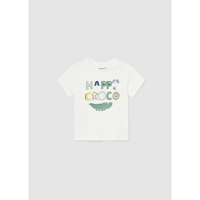Short sleeve croc appliqué shirt - CREAM 24M