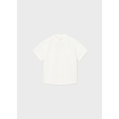 Short-sleeved mahogany linen shirt - BLACK 12M