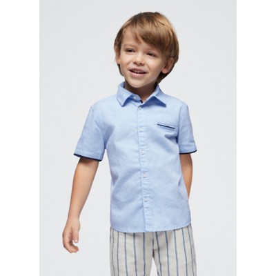 Short sleeve suiting shirt - BLUE 4Y
