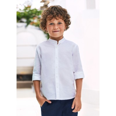 Long sleeve collar linen shirt - WHITE 4Y