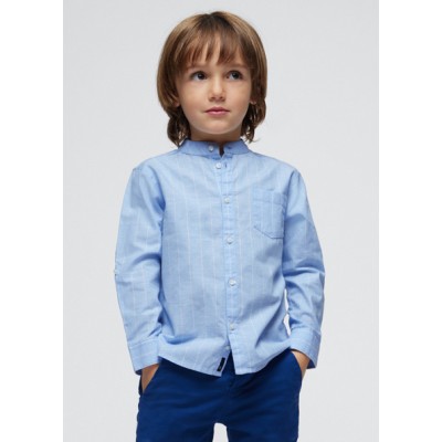 Shirt long sleeve mao collar striped - BLUE 6Y