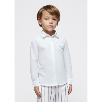 Long sleeve linen suiting shirt - WHITE 4Y
