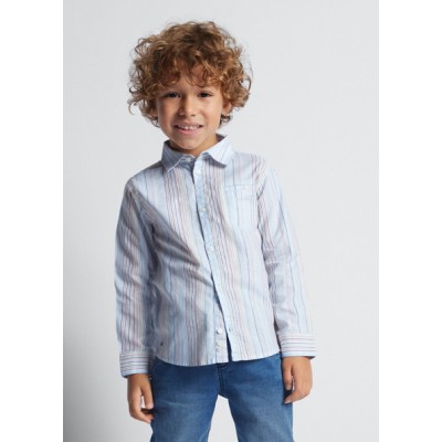 Long sleeve striped oxford shirt - BLUE 7Y