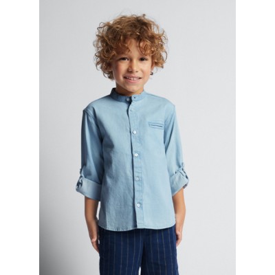 Mao collar denim shirt - STONEWASHED JEANS 5Y