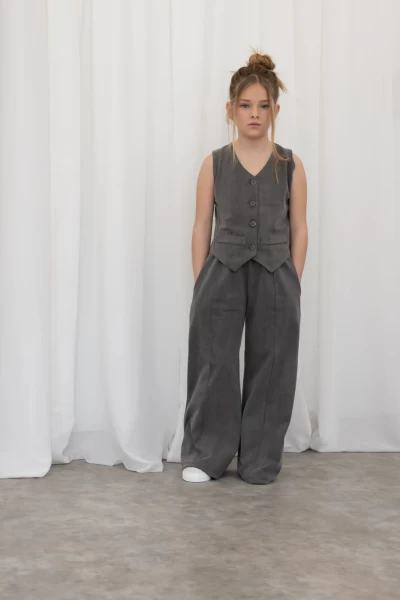 Σετ γιλέκο με παντελόνα delave γκρι - ΓΚΡΙ 4/5Y
