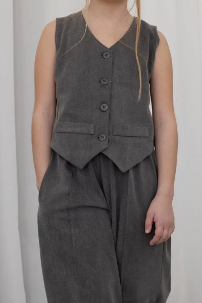 Σετ γιλέκο με παντελόνα delave γκρι - ΓΚΡΙ 4/5Y