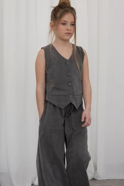 Σετ γιλέκο με παντελόνα delave γκρι - ΓΚΡΙ 4/5Y