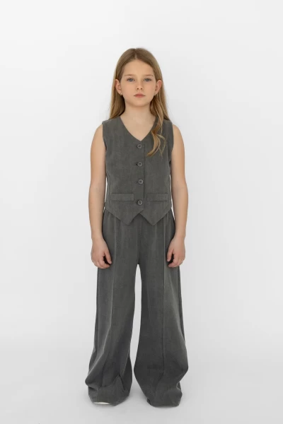 Σετ γιλέκο με παντελόνα delave γκρι - ΓΚΡΙ 4/5Y