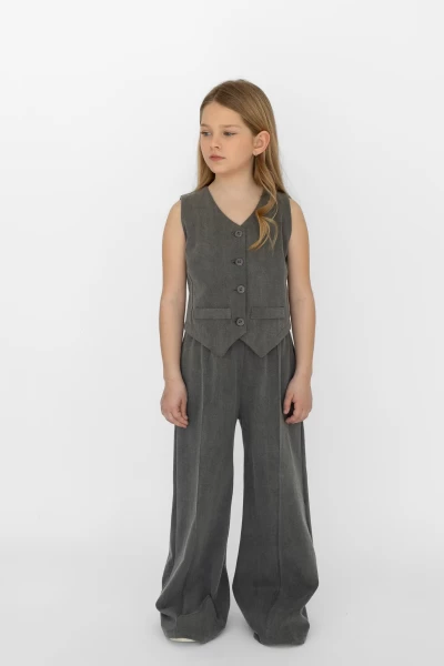 Σετ γιλέκο με παντελόνα delave γκρι - ΓΚΡΙ 4/5Y