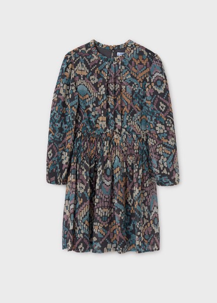 Φόρεμα με στάμπες - ΓΚΡΙ 12Y