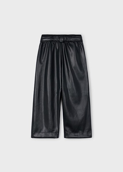 Παντελόνι μακρύ pu wide leg - ΜΑΥΡΟ 4Y