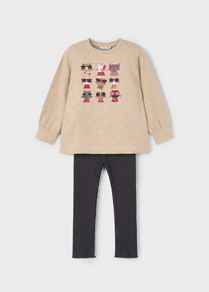 Σετ κολάν φούτερ διάτρητο - ΓΚΡΙ 4Y