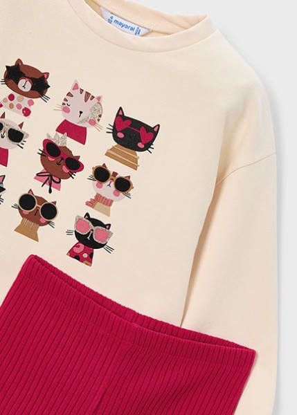 Σετ κολάν φούτερ διάτρητο - ΚΟΚΚΙΝΟ 4Y