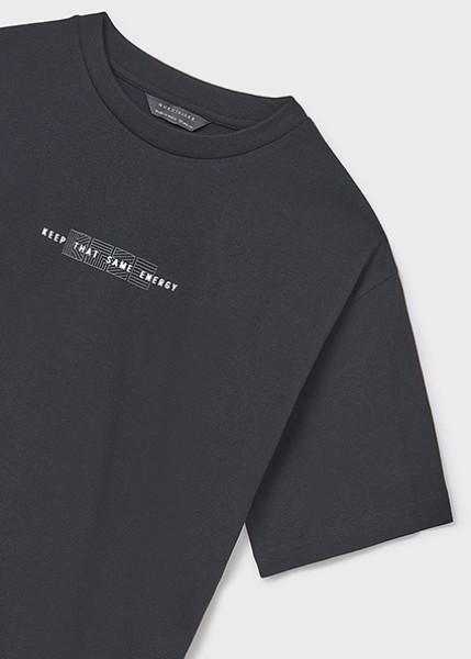 Μπλούζα κοντομάνικη print ανάγλυφο - ΜΑΥΡΟ 12Y