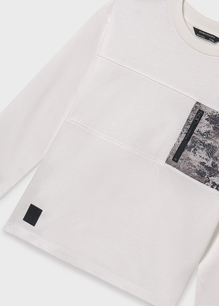 Μπλούζα μακρυμάνικη τσέπη - ΚΡΕΜ 18Y