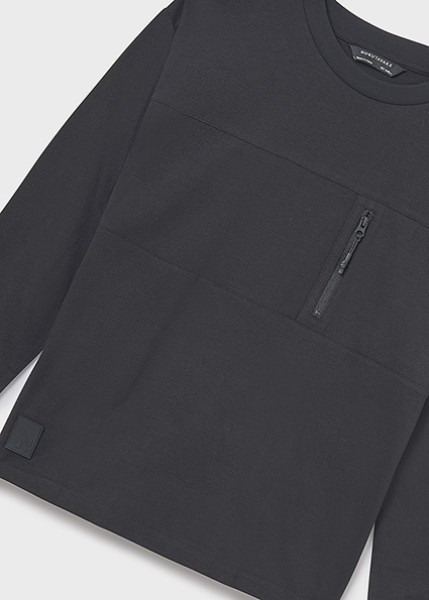 Μπλούζα μακρυμάνικη τσέπη - ΜΑΥΡΟ 10Y