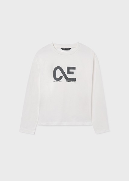 Μπλούζα μακρυμάνικη απλικέ - ΚΡΕΜ 10Y