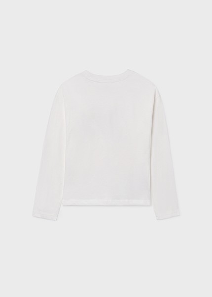 Μπλούζα μακρυμάνικη απλικέ - ΚΡΕΜ 10Y