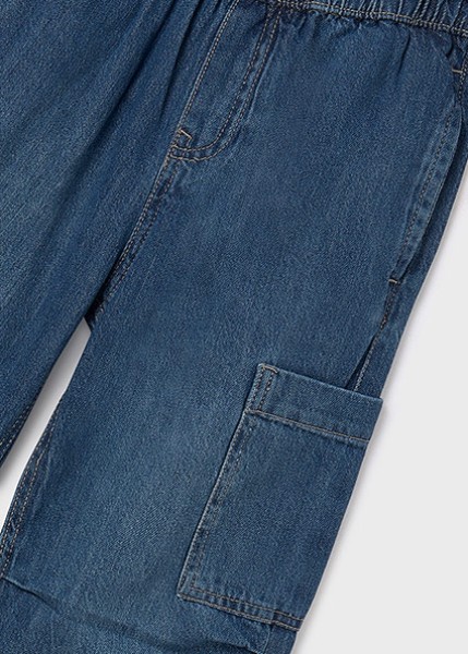 Παντελόνι denim cargo parachute - ΓΚΡΙ 10Y