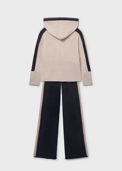 Σετ παντελόνι πλεκτό κουκούλα - ΜΑΥΡΟ 18Y
