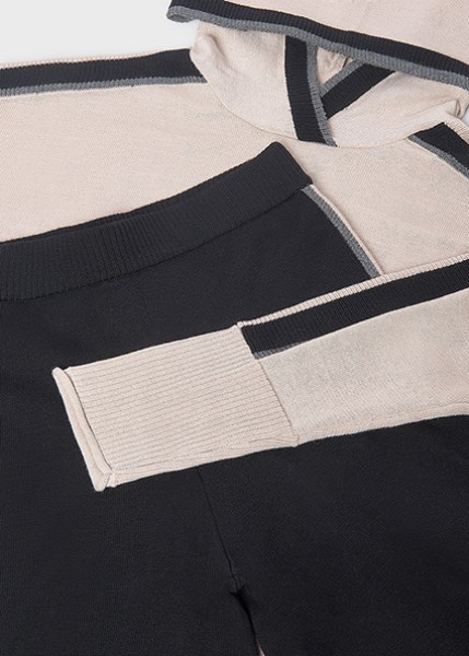 Σετ παντελόνι πλεκτό κουκούλα - ΜΑΥΡΟ 18Y