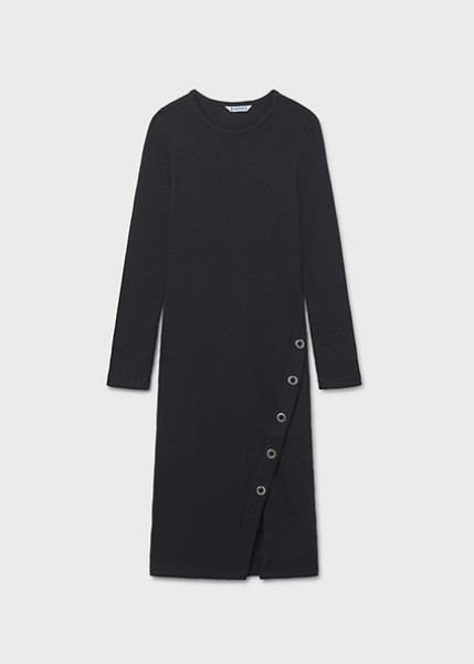 Φόρεμα midi κανάλε - ΜΑΥΡΟ 18Y