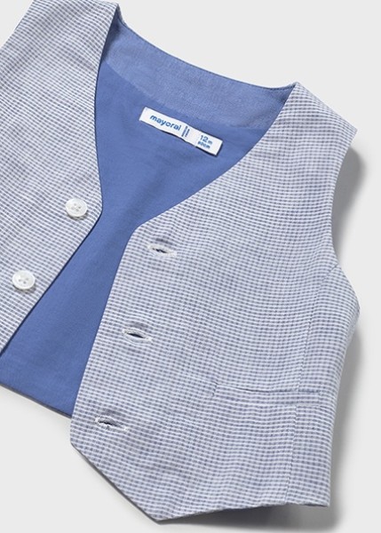 Γιλέκο  λινό suiting - ΜΠΛΕ 18M