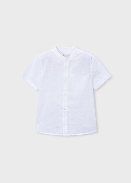 Πουκάμισο κοντομάνικο μαο λινό - ΛΕΥΚΟ 4Y