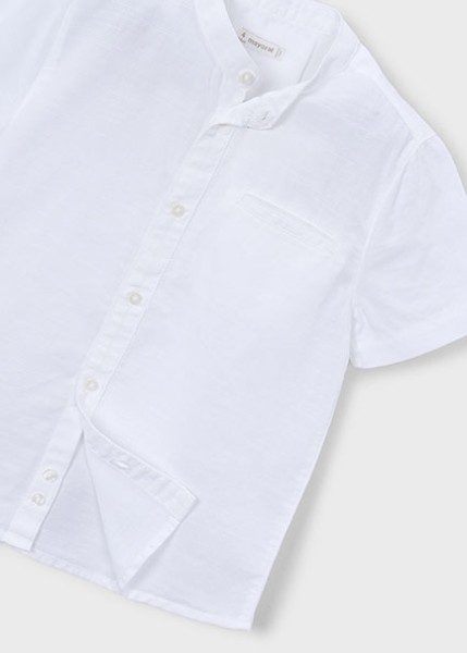 Πουκάμισο κοντομάνικο μαο λινό - ΛΕΥΚΟ 4Y