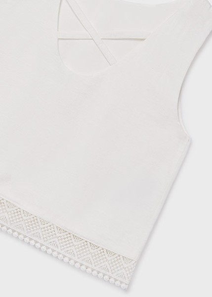 Μπλούζα δαντέλα κεντητή - ΕΚΡΟΥ 12Y