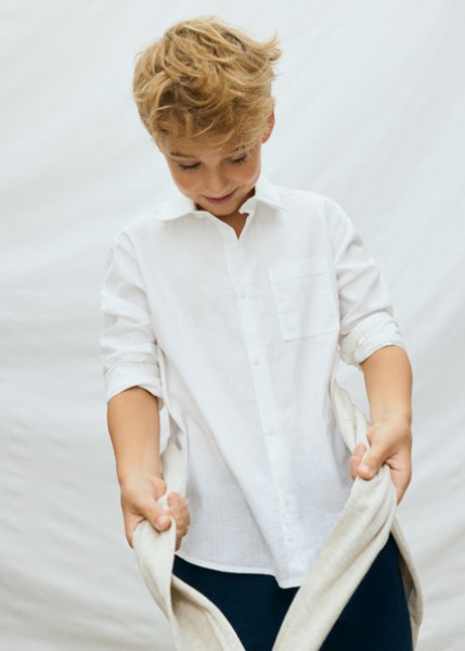 Πουκάμισο μακρυμάνικο γιακάς - ΛΕΥΚΟ 12Y