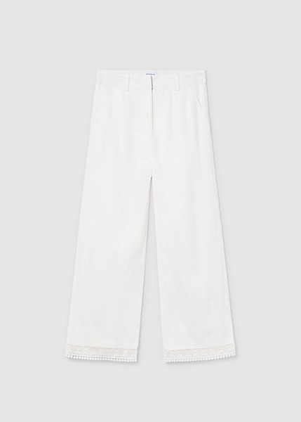Παντελόνι μακρύ δαντέλα κεντητό - ΕΚΡΟΥ 16Y