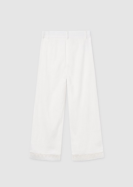 Παντελόνι μακρύ δαντέλα κεντητό - ΕΚΡΟΥ 16Y