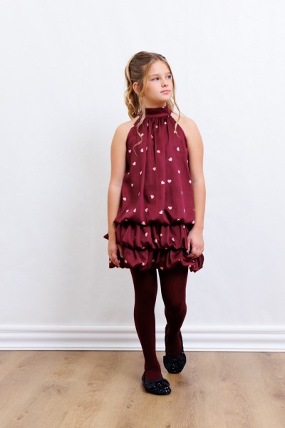 Φόρεμα καρδιά print - ΜΠΟΡΝΤΟ 5/6Y