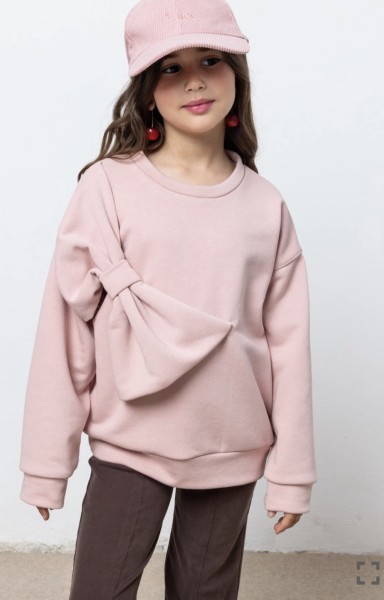 Μπλούζα φούτερ με φιόγκο ροζ - ΡOZ 7/8Y