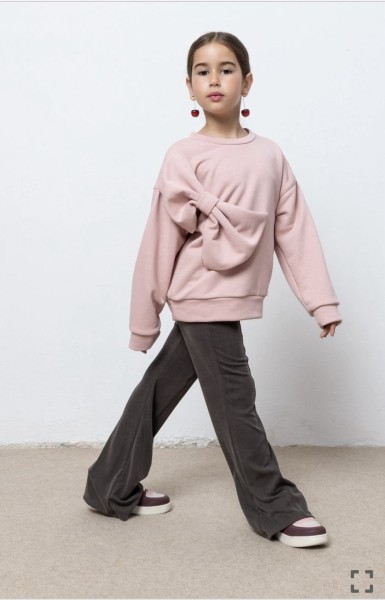 Μπλούζα φούτερ με φιόγκο ροζ - ΡOZ 7/8Y