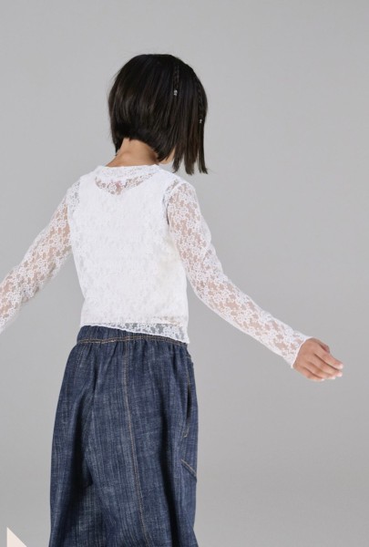 Μπλούζα δαντέλα με εσωτερικό φανελάκι - ΛΕΥΚΟ 10Y