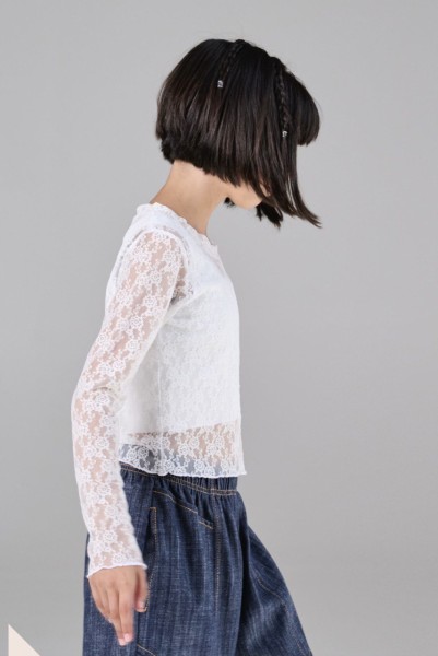 Μπλούζα δαντέλα με εσωτερικό φανελάκι - ΛΕΥΚΟ 10Y