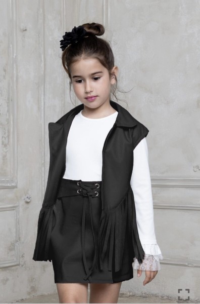 Φούστα με κρόσια - ΜΑΥΡΟ 11/12Y