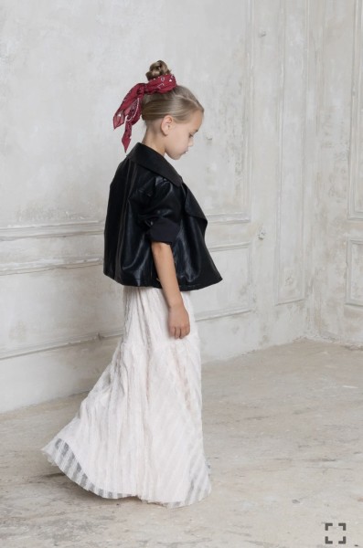 Μπουφάν biker με εφε δέρματος - ΜΑΥΡΟ 5/6Y