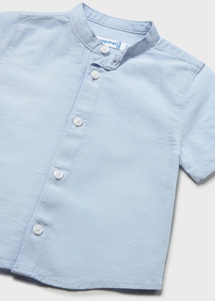 Πουκάμισο κοντομάνικο λινό γιακάς μαο - ΓΑΛΑΖΙΟ 12M